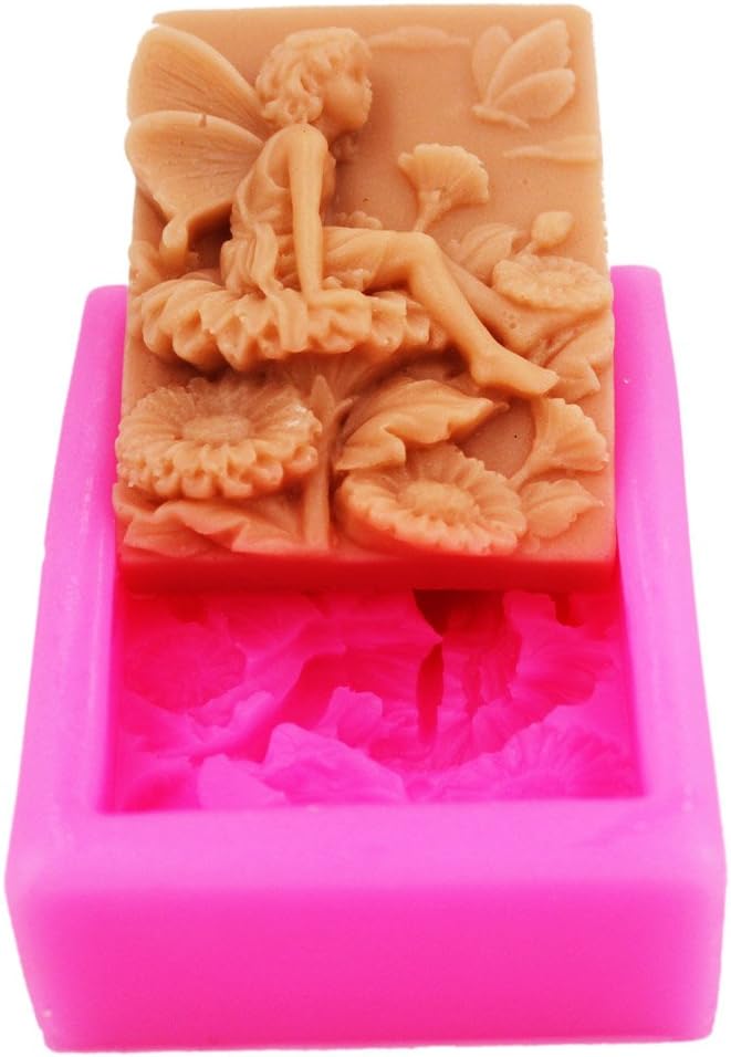 Longzang Butterfly Fairy Silicone Mold Craft Art Silicone Soap Mold Craft Molds DIY Handmade Soap Molds (S084)
