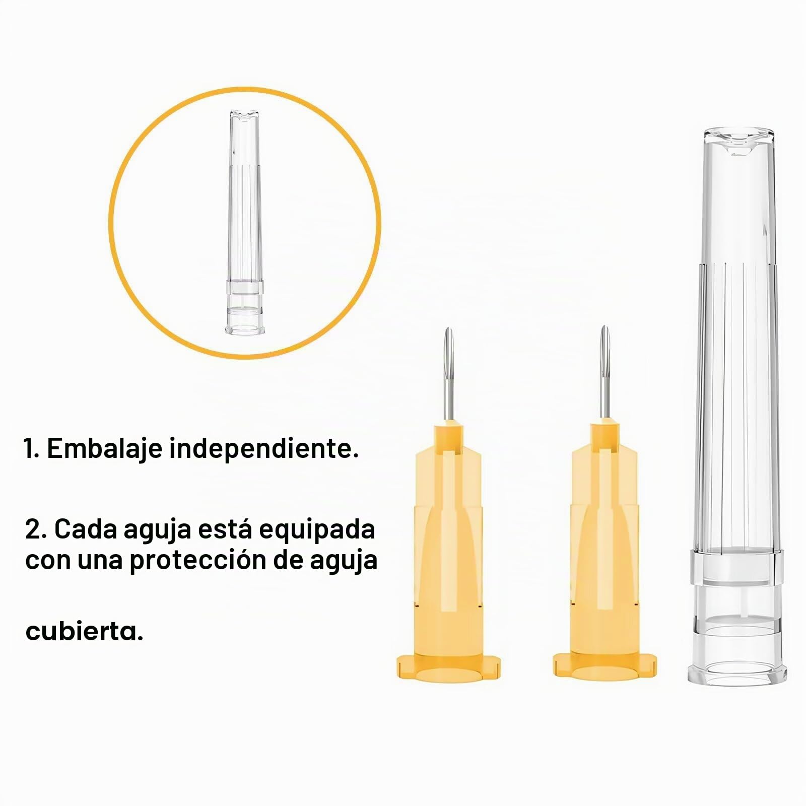 34 Ga 5/32 pulgadas (4 mm), bloqueo Luer, embalaje individual, paquete de 100