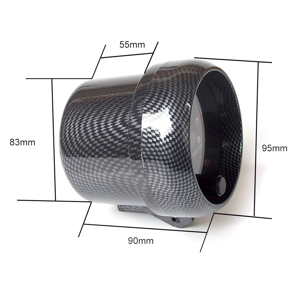 12V Contagiri Auto, 3,75 '' in Fibra di Carbonio Indicatore Bianco Inter Shift Contagiri Universale, per Marini Auto Camion Barca