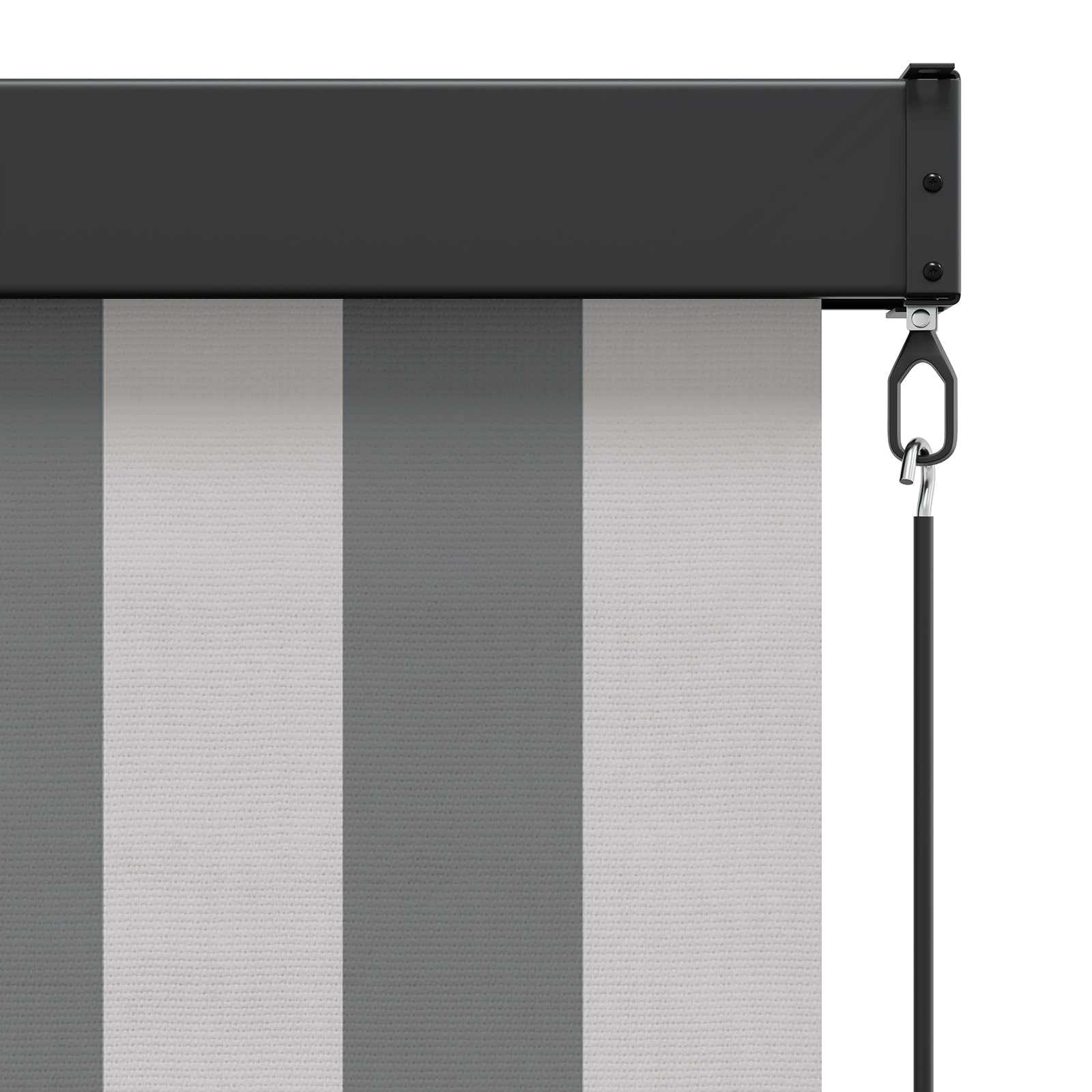 Store Enrouleur Extérieur Anthracite et Blanc 120 x 250 cm, Store Manuel à Manivelle pour Balcon et Terrasse, Brise-Vue Vertical en Polyester et Aluminium Fixation Plafond