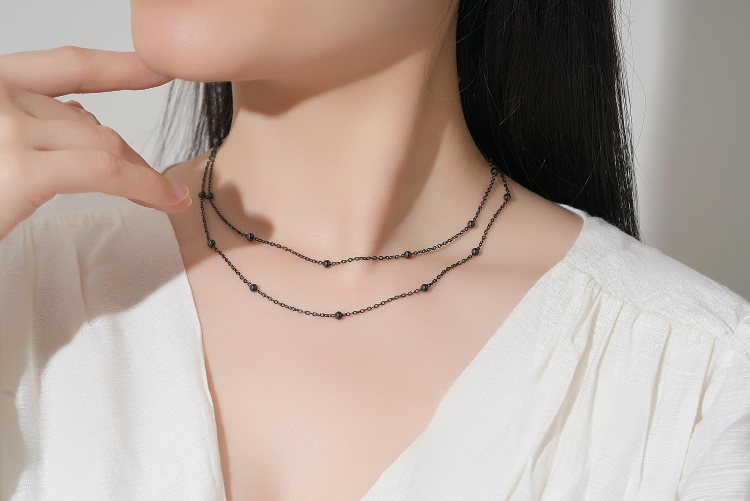 Gold Layered Necklaces for Women, Dainty Gold Choker Necklace,14K Gold Plated Herringbone Cable Link Chain Heart Pendant Necklace Set for Women, Surgical Steel Womens Chain - Image 4