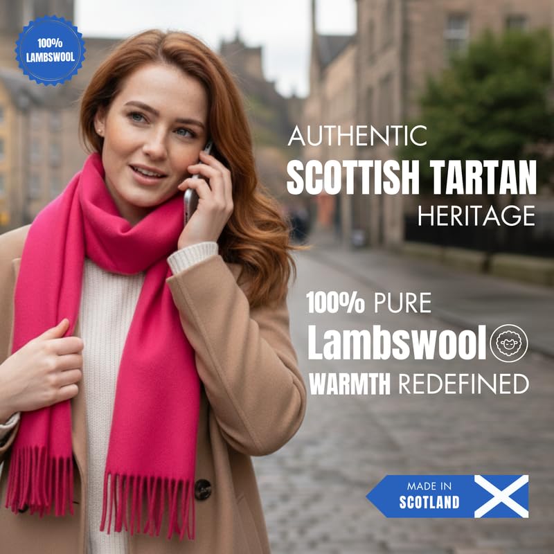 Scarf - Scottish Tartans - 100% Lambswool - Extra Long Scarves - 24 * 180 cm - Made in Scotland