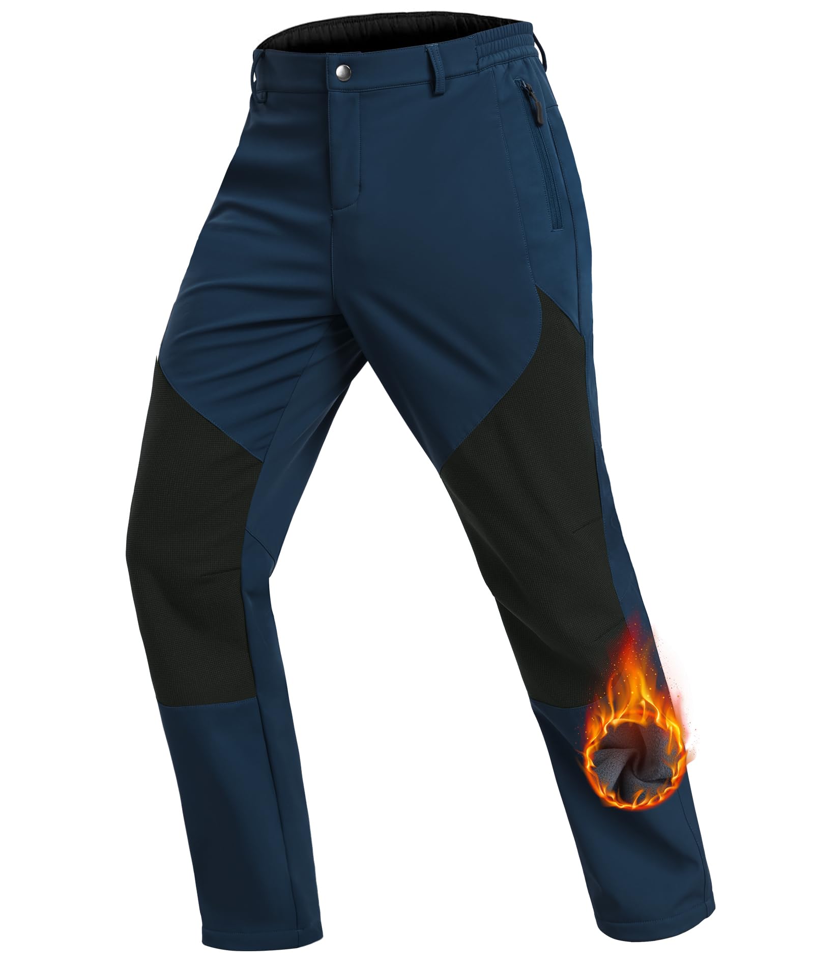 Djtnzdm Pantaloni da Lavoro Uomo Invernali Pantaloni Trekking Antipioggia Impermeabili Termici Pantaloni Neve Sci Snowboard Caldo Antivento Tasca con Cerniera (Loose Fit)