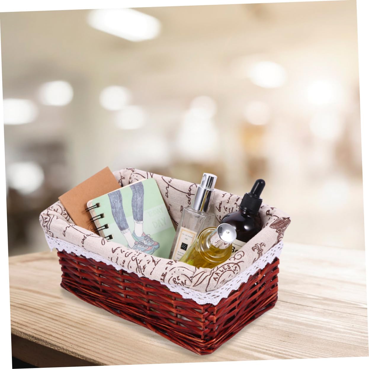 Ciieeo 2 Piezas Cesta de Almacenamiento Bandeja de Frutas cestos para la Ropa Sucia con Tapa Cesta de Picnic de Mimbre contenedor de Flores Regalo Caja de almacenaje envase