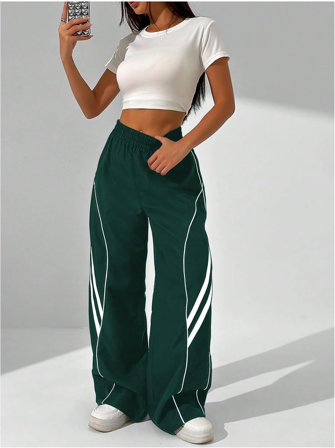 GORGLITTER Women's Y2k Dance Pants Wide Leg Baggy Track Pants