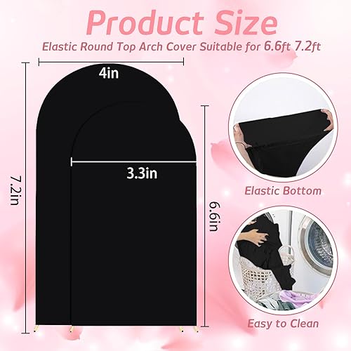 Miniatura 2 de Cubierta de arco de boda de 7.2 pies, color blanco, de 2 lados, de elastano, ajustada, para telón de fondo, parte superior redonda, tela elástica,