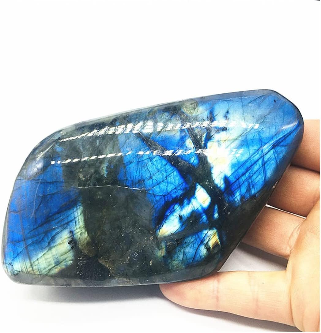 Crystal Stone Home Decor Natural Crystal Blue Moonstone, Decorating Stone Healing,Raw Ornament Polished Quartz Labradorite Handicraft(1-1.1kg)