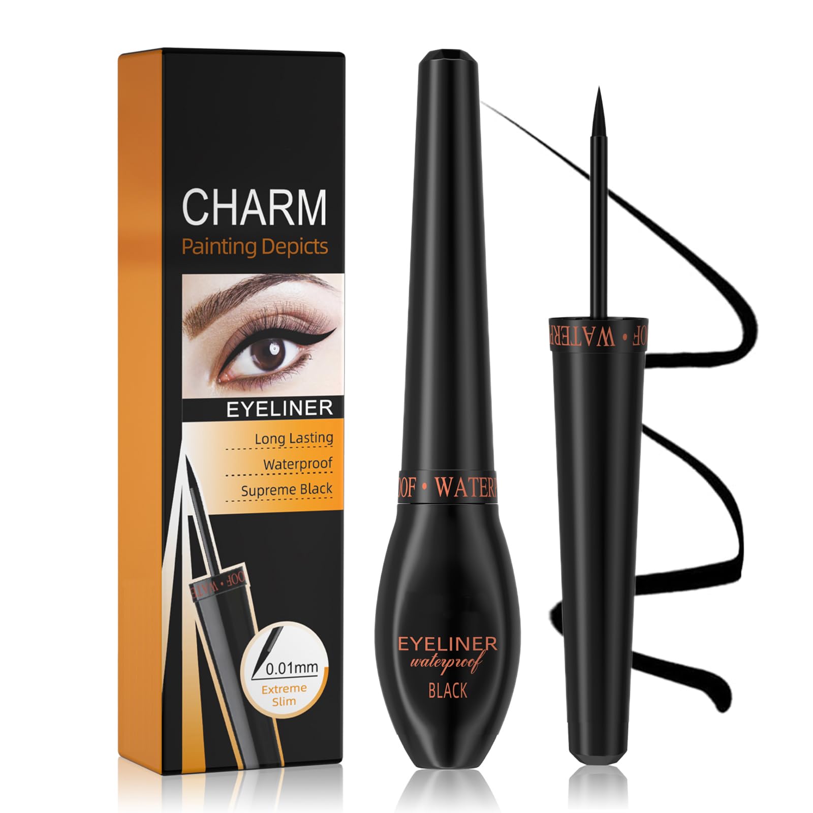 Delineador de Ojos Líquido HOUSN Liquid Eyeliner, Delineador Líquido Negro, Larga Duración, A Prueba de Agua, Delineador de Ojos, Rostro y Cuerpo