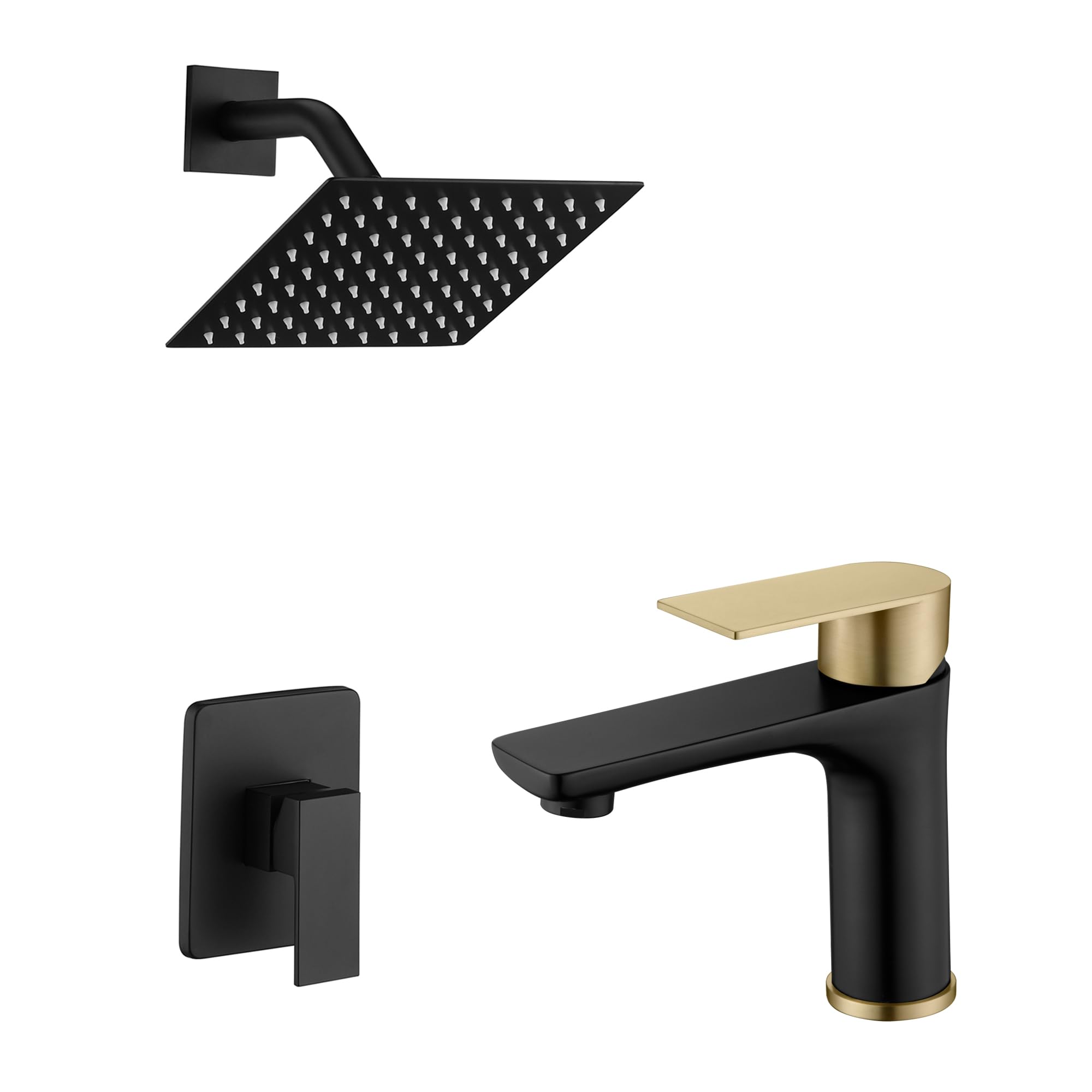 Hcfyauis Black Shower Faucet Set S3210di-Ss + Bathroom Sink Faucet S1425-Mg