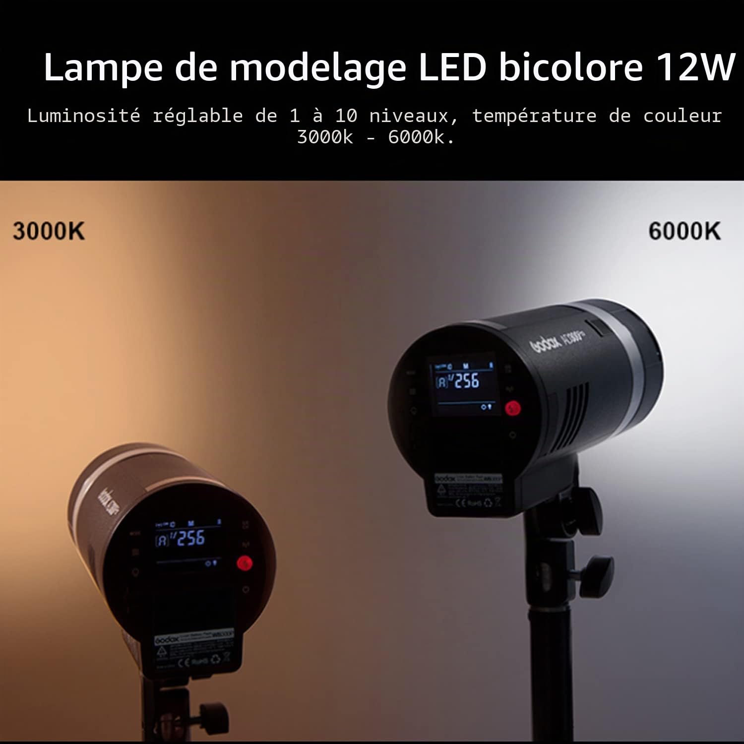 Godox AD300 Pro Flash de Extérieure Puissant, 300Ws 1/8000s 2,4G TTL Flash Portable sans Fil X système avec Lampe à Modeling Bicolor 3000K-6000K, 2600mAh Batterie Support 320 Flashs Full Power