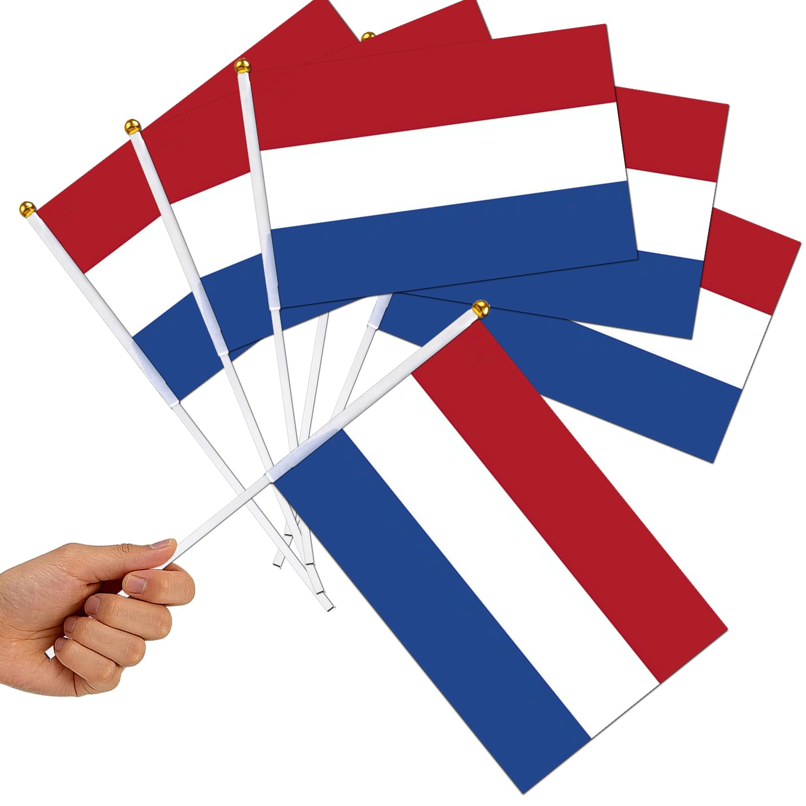 10pcs Netherlands Flags on Sticks for Fifa World Cup Football 2026 Decoration,Small Nederlanden Flag Mini Hand Held Waving Netherlands Flags for Eurovision Euro Football Garden Street Indoor Outdoor