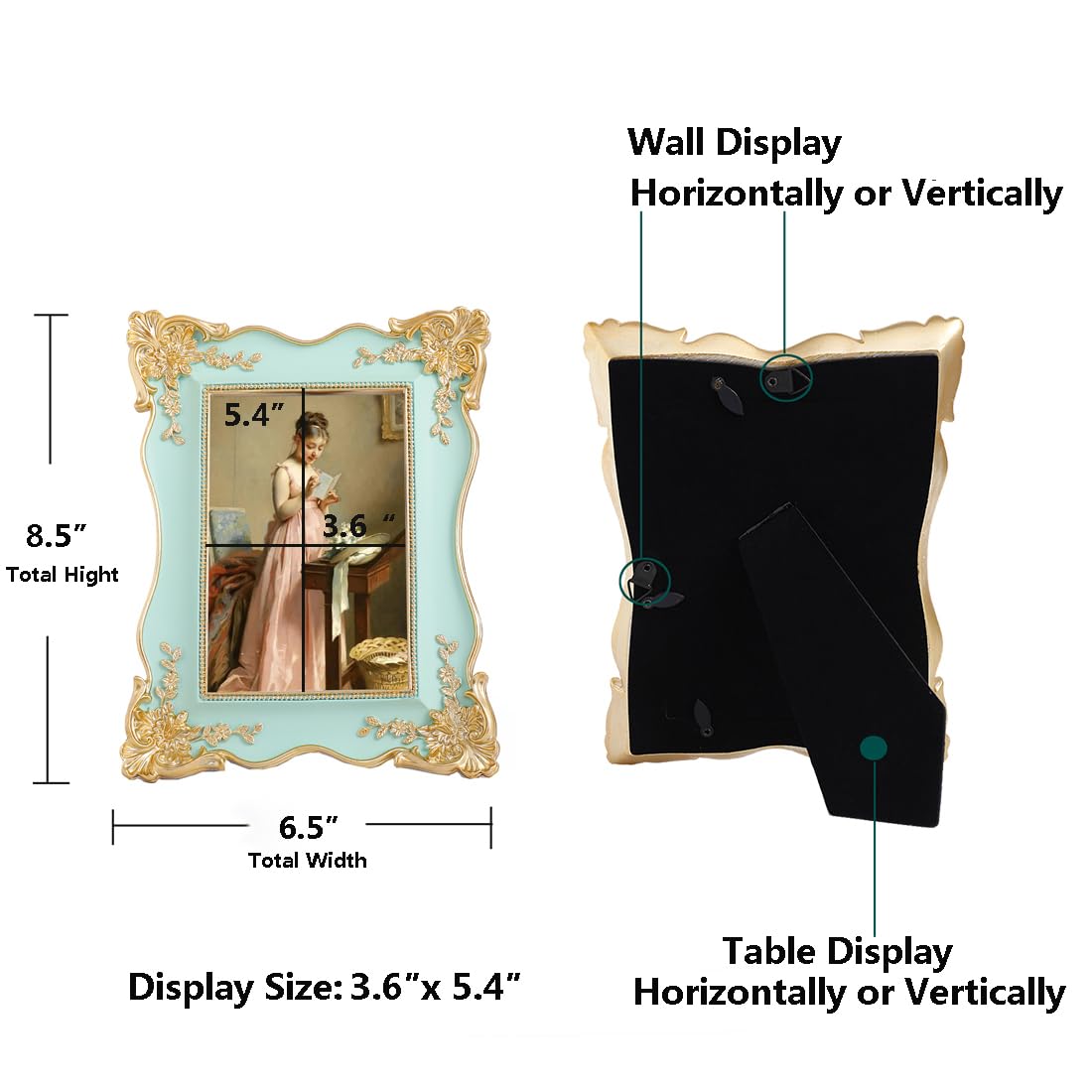 Eletecpro 4x6 Vintage Picture Frame - Ornate Gold Frame With Real Glass, Tabletop Or Wall Mount