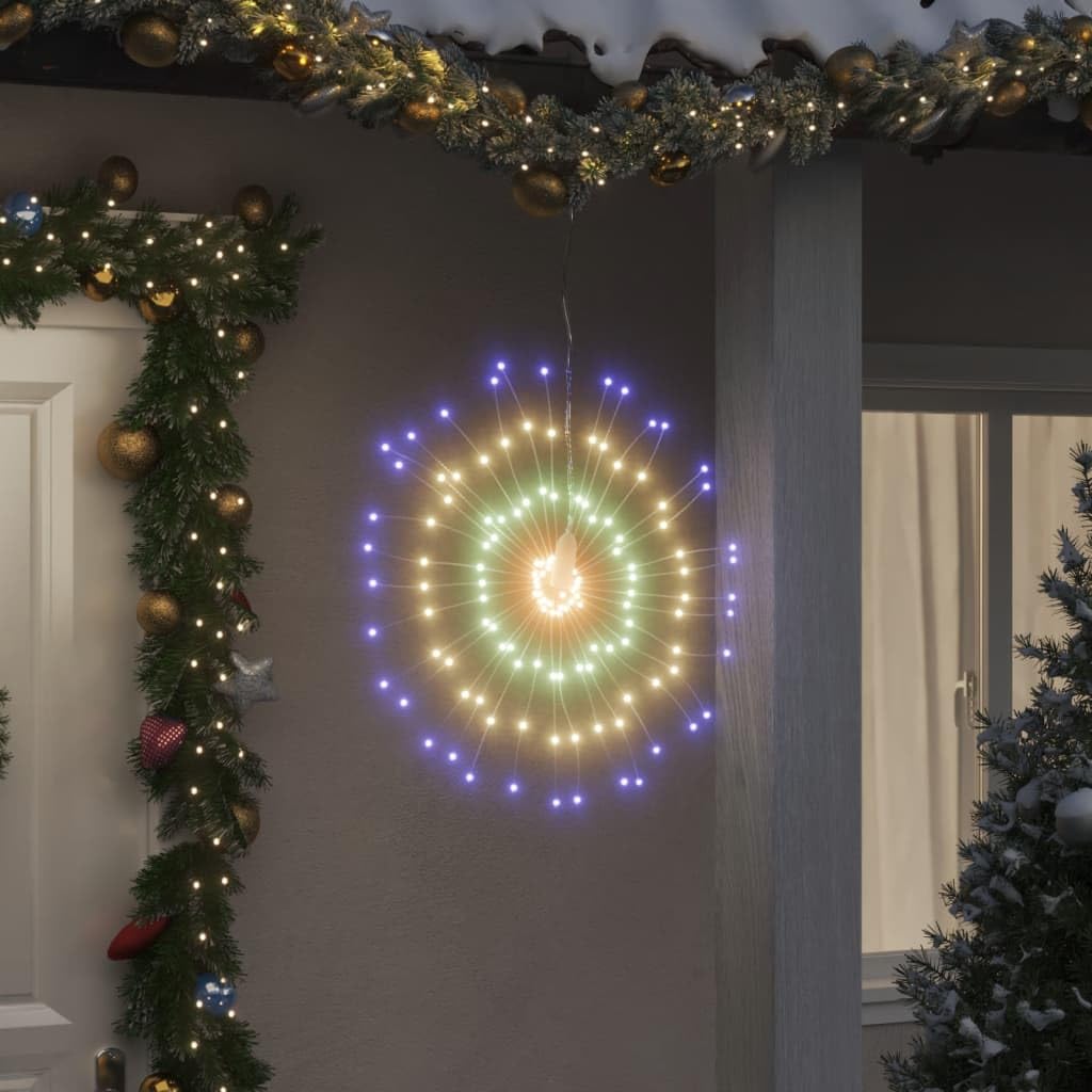 GuyAna Luces de Navidad de Estrellas 2 uds 140 LED de Colores 17 cm Cortina De Luces Navidad