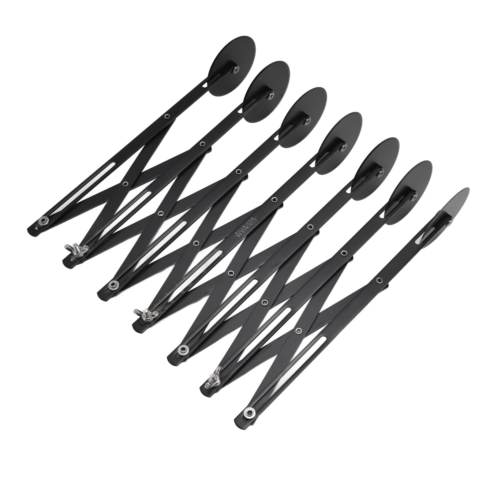Naroote Edelstahl-Teigschneider, Verstellbarer Teigrollenschneider mit Mehreren Rädern und Verriegelung Zum Schneiden von Teig und Pizzakruste (7 Runden)