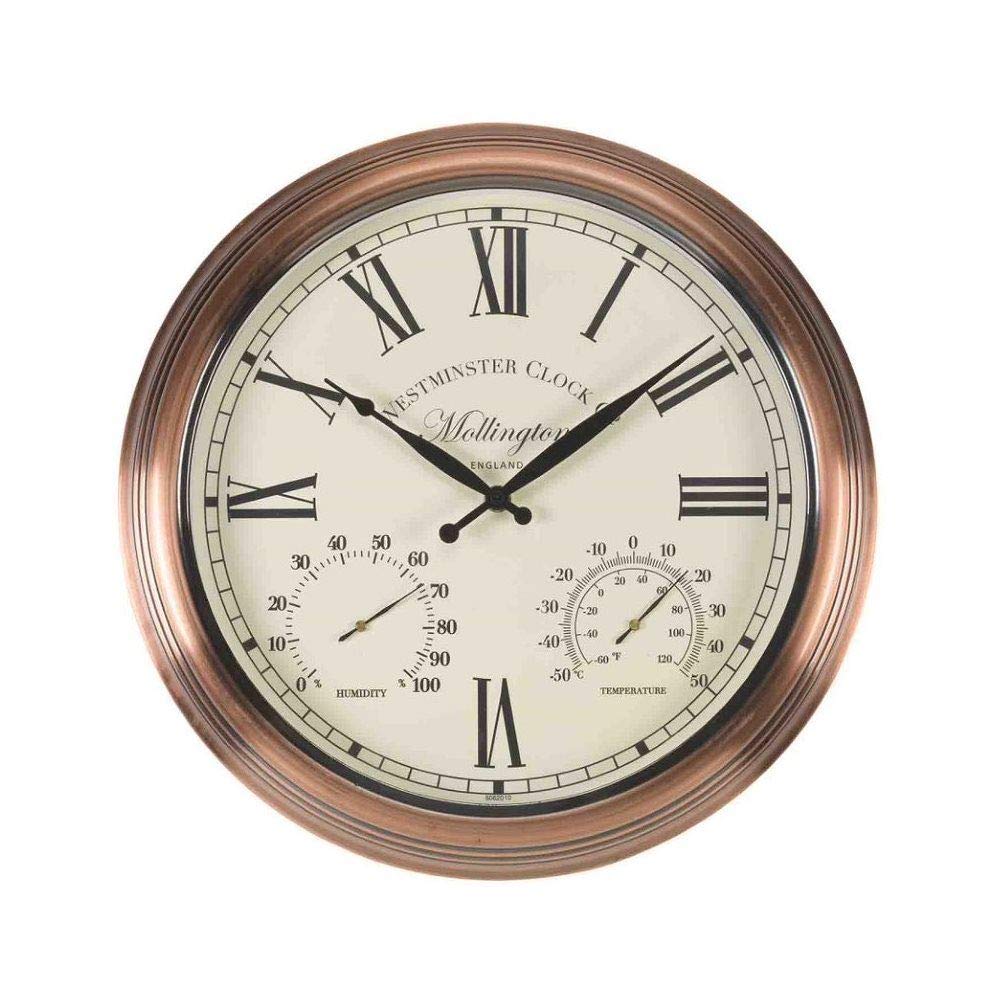 Smart Garden Mollington Garden Wall Clock Thermometer 15" Garden Outdoor Indoor 5062010 Brown