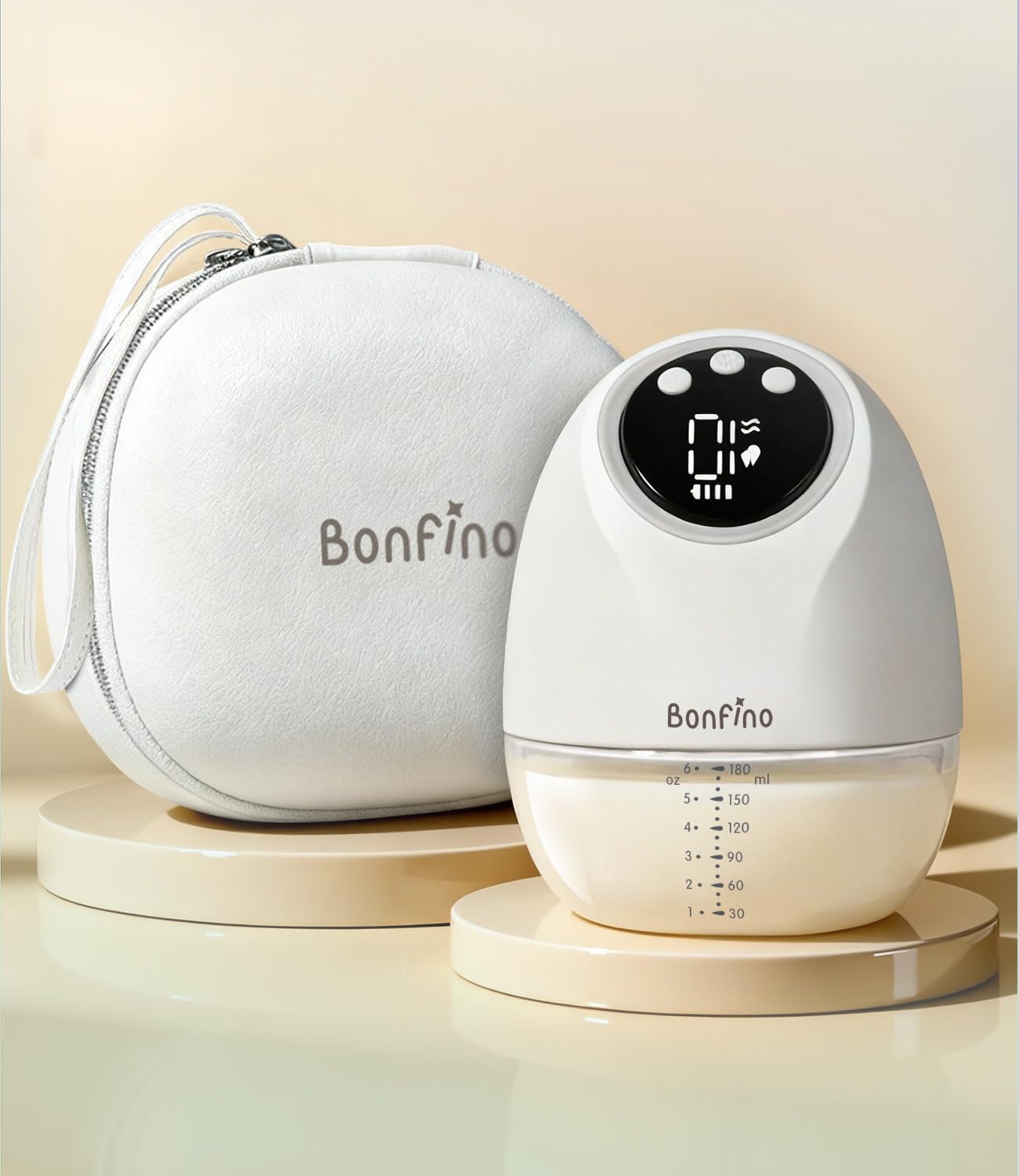 bonfino premium wearable electric breast pump-180 ml, hands-free & compact design, trendy carry case, 4 modes, auto mode change & 1 touch control, usb fast charging, leak proof