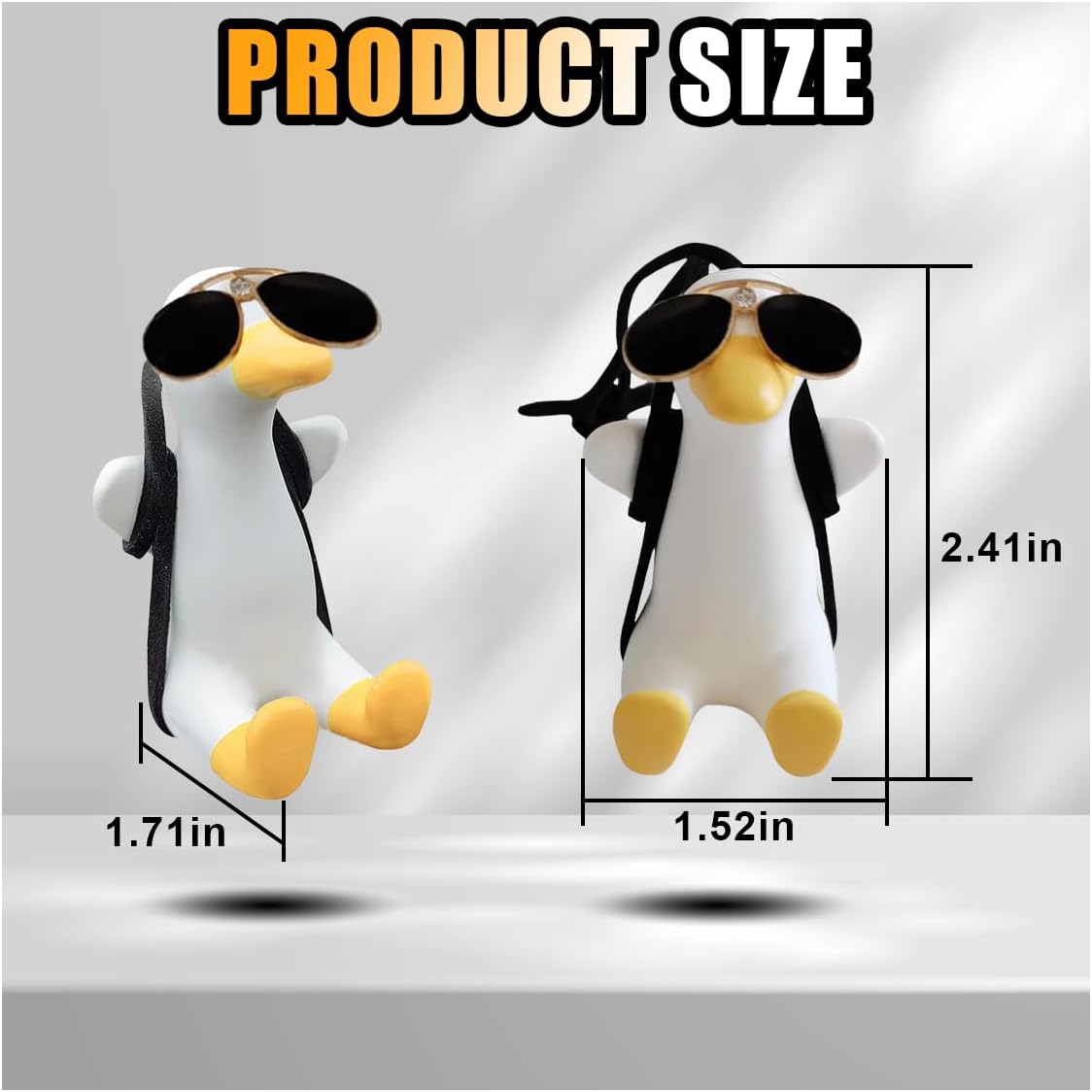 GLSOWEE Swinging Sunglasses Duck Car Hanging Ornament, Swing Duck Pendant Car Interior Rear View Mirror Charm Accessories, Super Cute Duck Decoration Universal for Car, Office, Home, White
