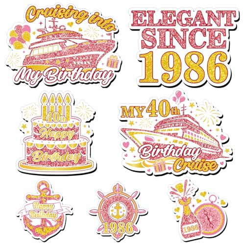 Cosmisun Cruise Door Decorations Magnetic - 7 Pcs 40th Birthday
