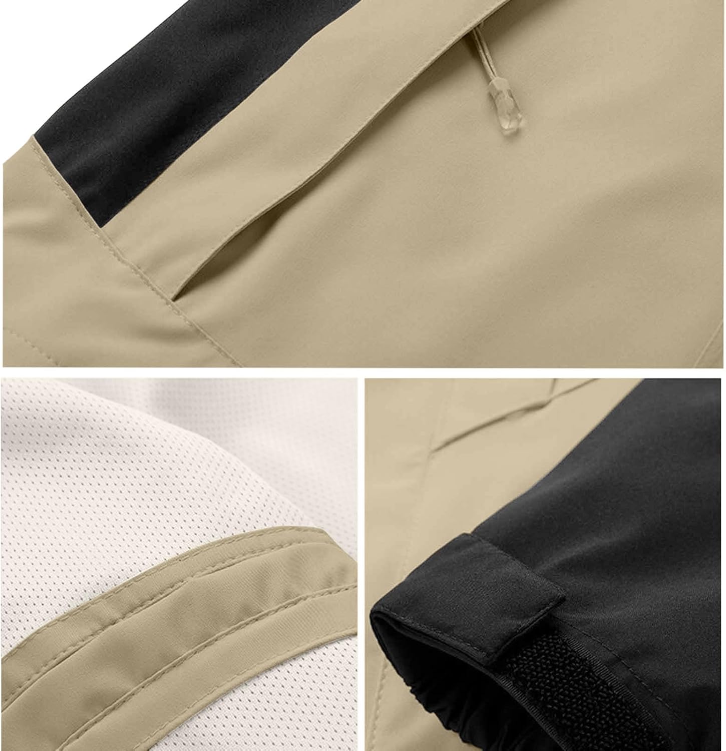 Rain Jacket for Men Lightweight Waterproof Outdoor Color Block Hooded Windbreaker Running Hiking Travel Raincoats