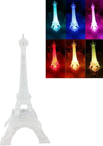 DreamsEden Lámpara de torre Eiffel con luz LED, decoración de París que cambia de color para dormitorio, escritorio, decoración de pastel (9.7