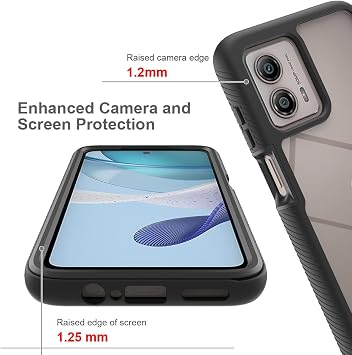 Sawiqpd for Motorola Moto G53 Case and Screen Protector, Black