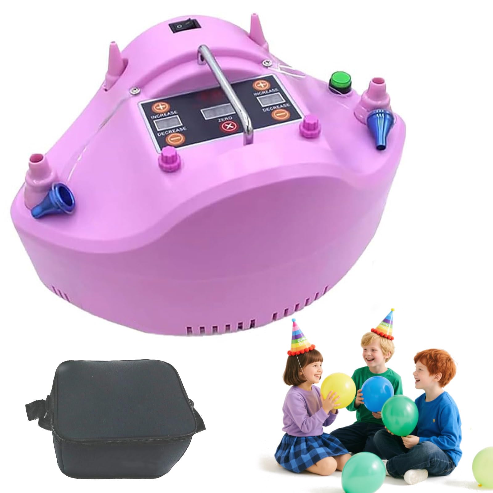 Electric Precision Balloon Pump Quantitative Balloon Inflator with Digital Timer Counter Foot Switch for Birthday & Wedding Parties,Pink(30x20x16cm)