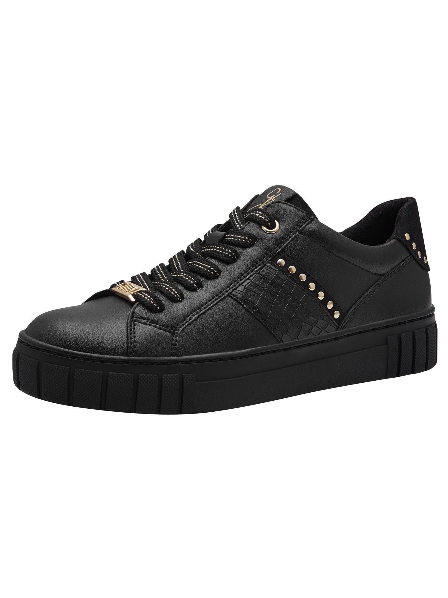 MARCO TOZZI by Guido Maria Kretschmer Women's Platform Trainers Leisure with Laces, Black (Black Comb), 4 UK