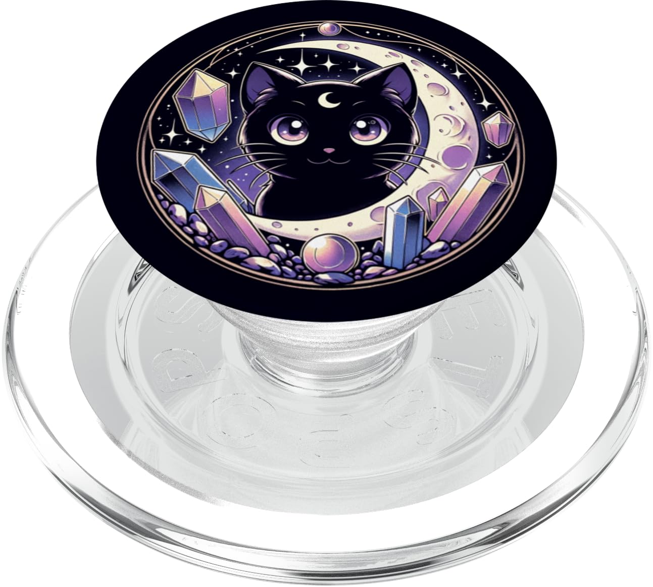 Moon Phases Crystal Witchy Cute Black Cat Kawaii Pastel Goth PopSockets PopGrip for MagSafe