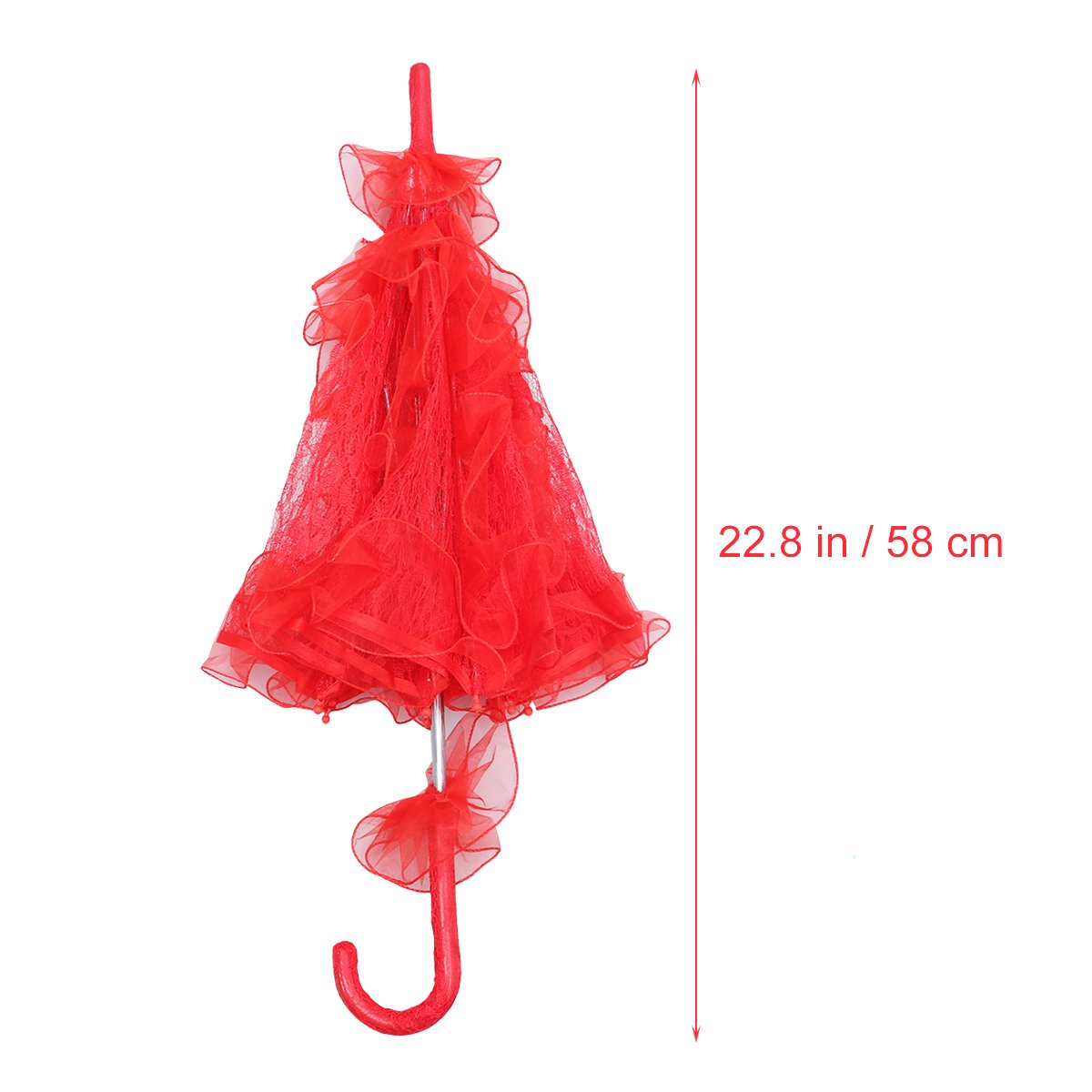 Amosfun Red Western Style Umbrella Lace Fleur Parasol Decoration Wedding Bride Umbrella - Size Small