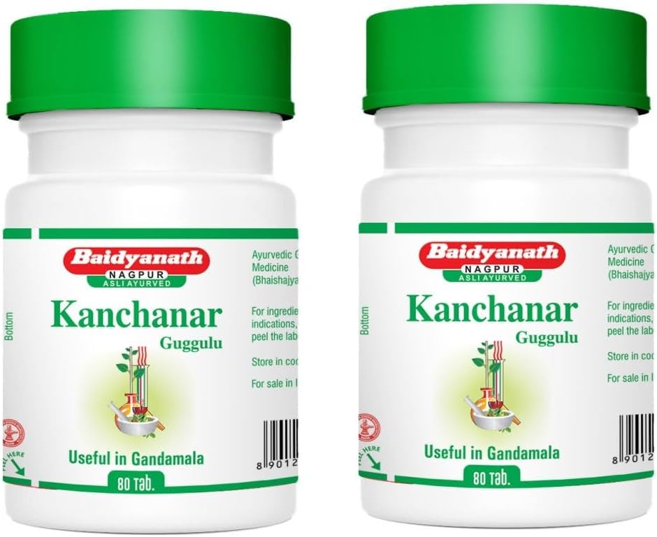 Baidyanath Asli Ayurved Kanchanar Guggulu 80 Tablets | Ayurvedic formulation For Thyroid Problems | (Pack of 2)