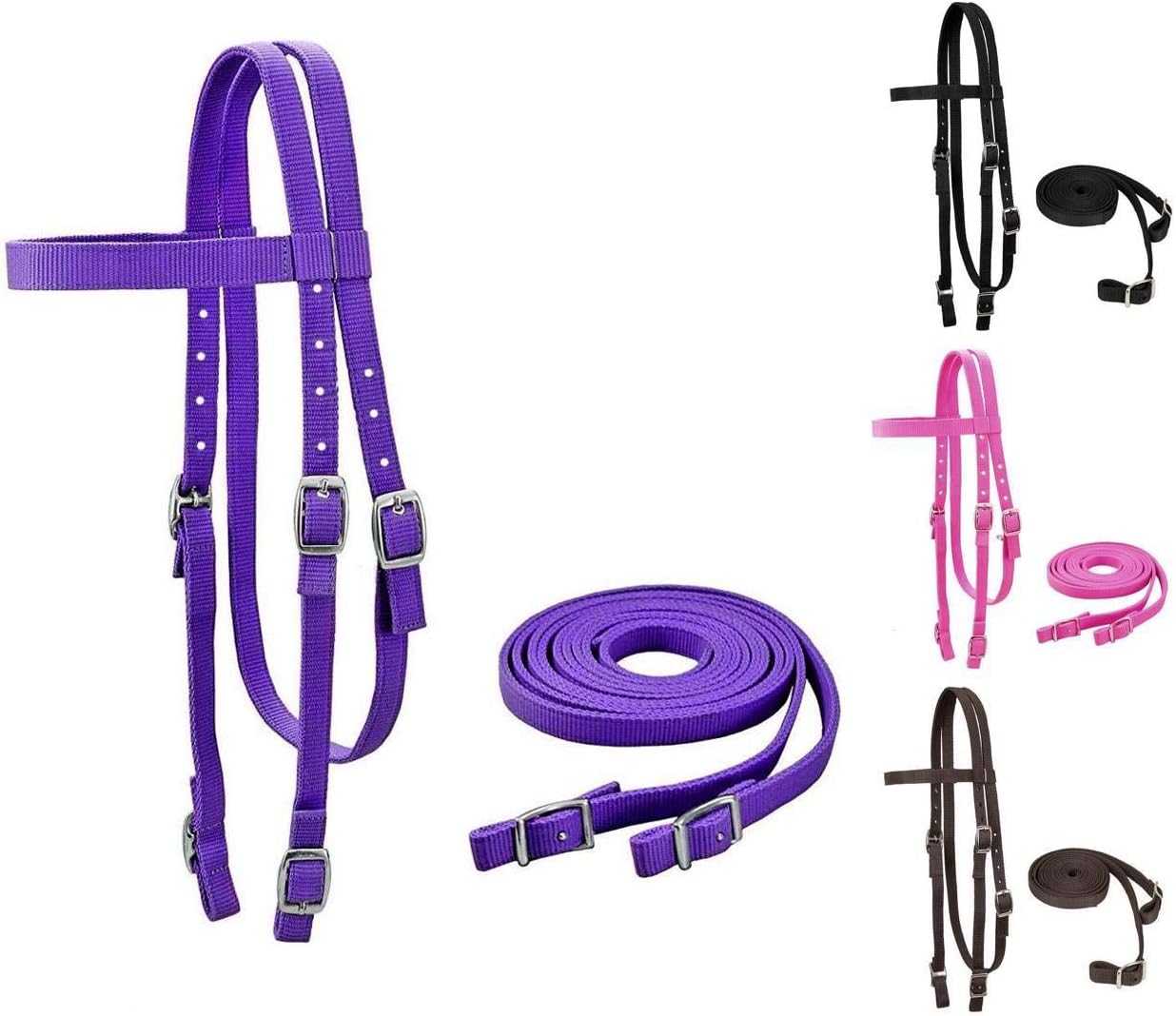 Tahoe Tack Plain Double Layer Nylon Headstall with Reins