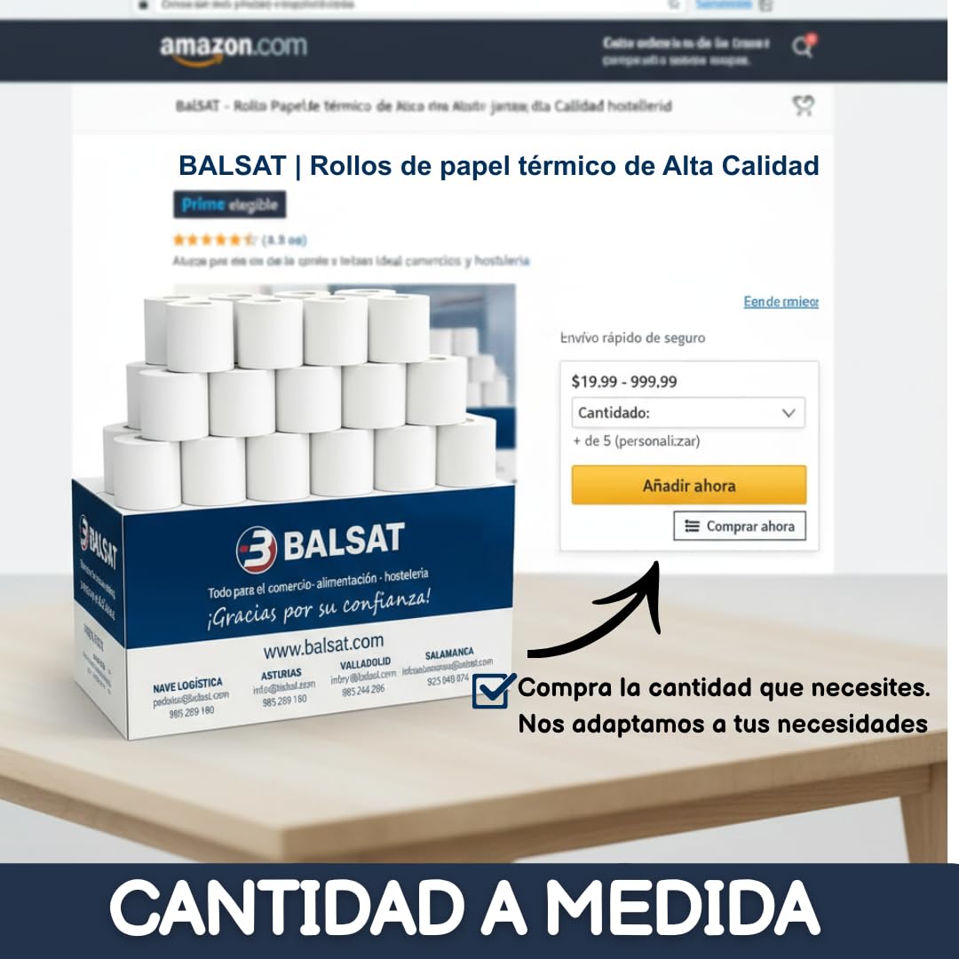 BALSAT Rollo Ticket 80x80 Termico - 20 ud. Papel Impresoras TPV