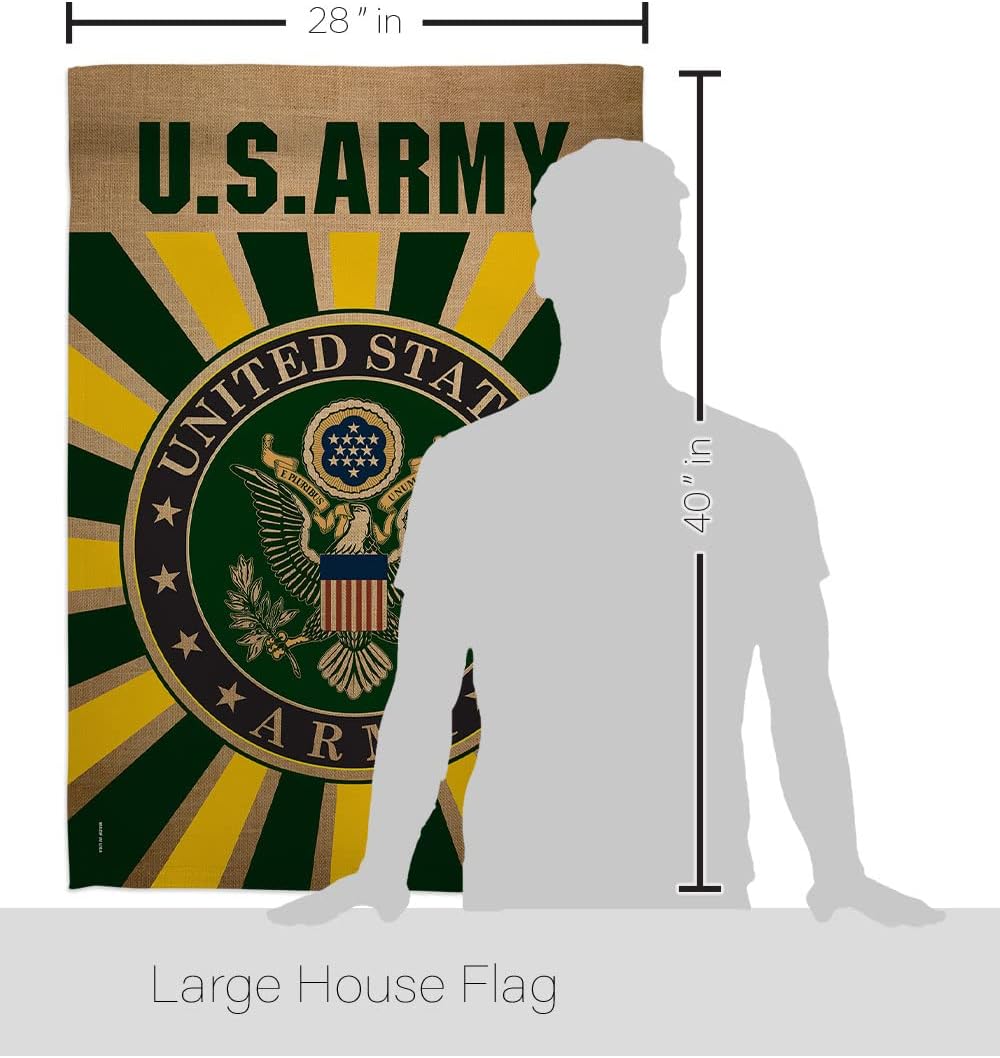Breeze Decor HS108396-BO Army Americana Military Decorative Vertical House Flag Set, 28"x 40" w/Flagpole, Multi-Color