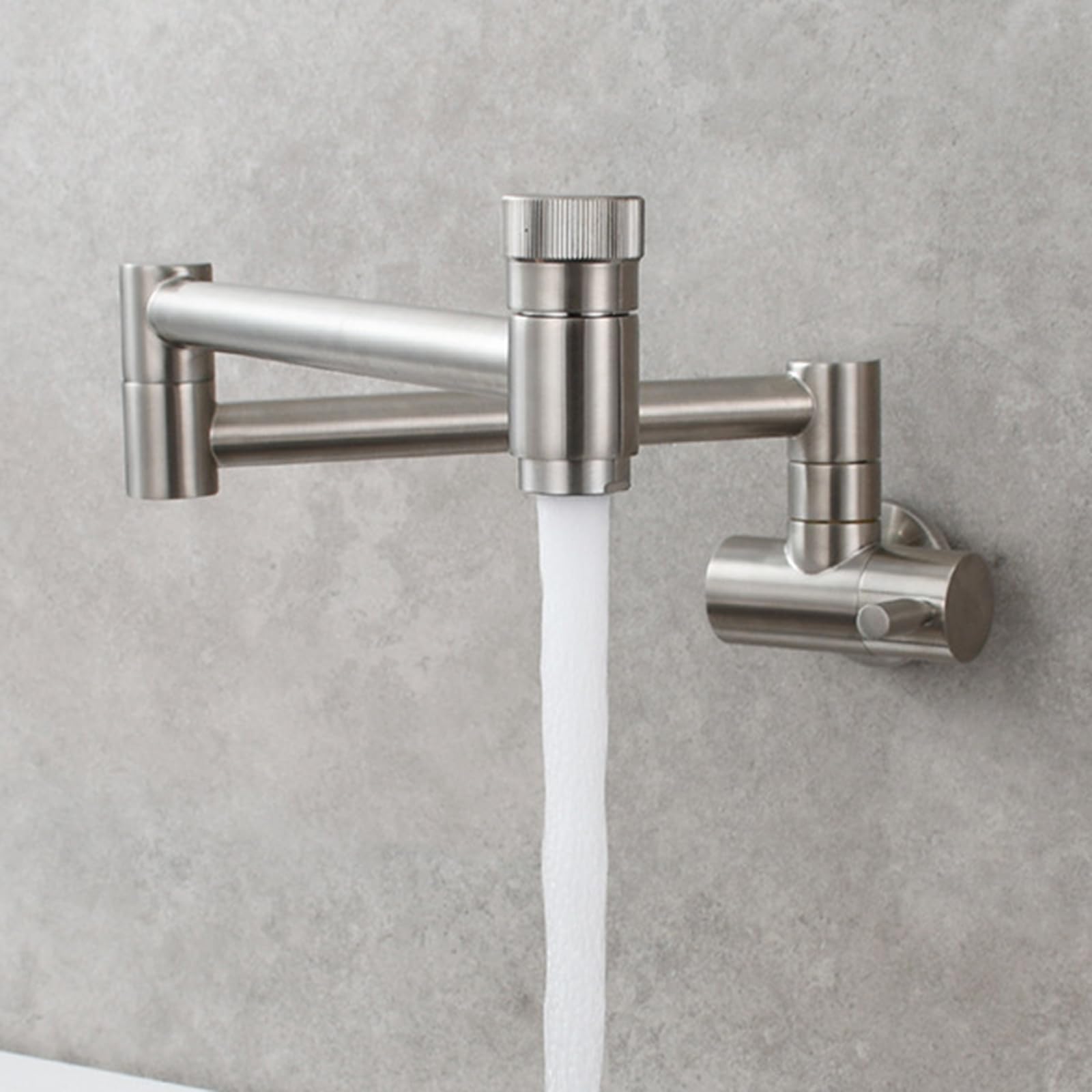 Wall Mounted Kitchen Tap, Cold Water Tap Folding Brass Sink Swivel