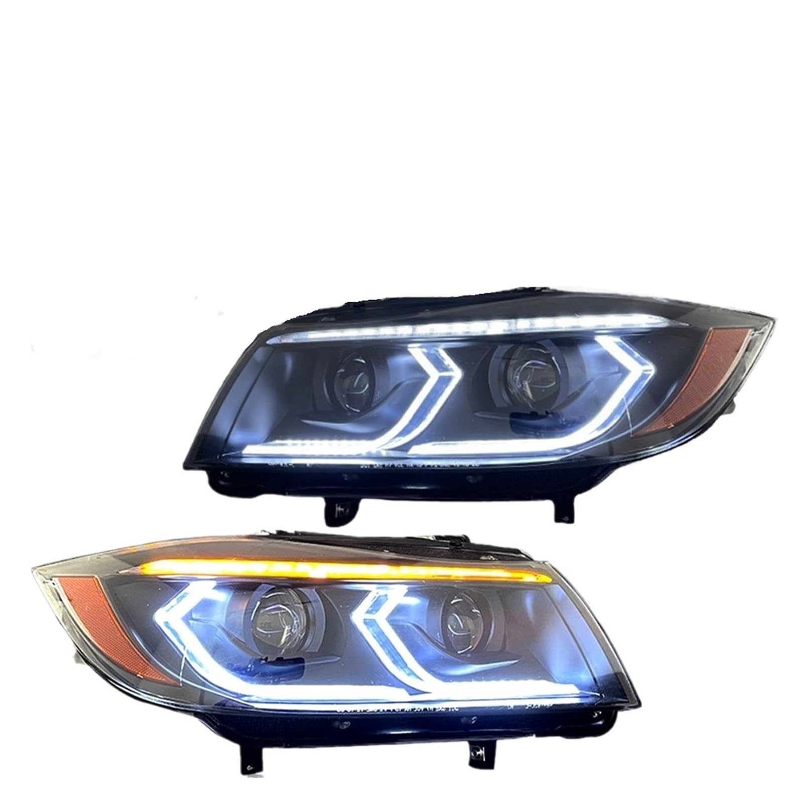 Fari Anteriori per BMW Serie 3 E90 2005-2012 318i 320i 325i, aggiornamento luci diurne (DRL), Accessori per Gruppo Ottico (05-08/2p, Senza lampadine).