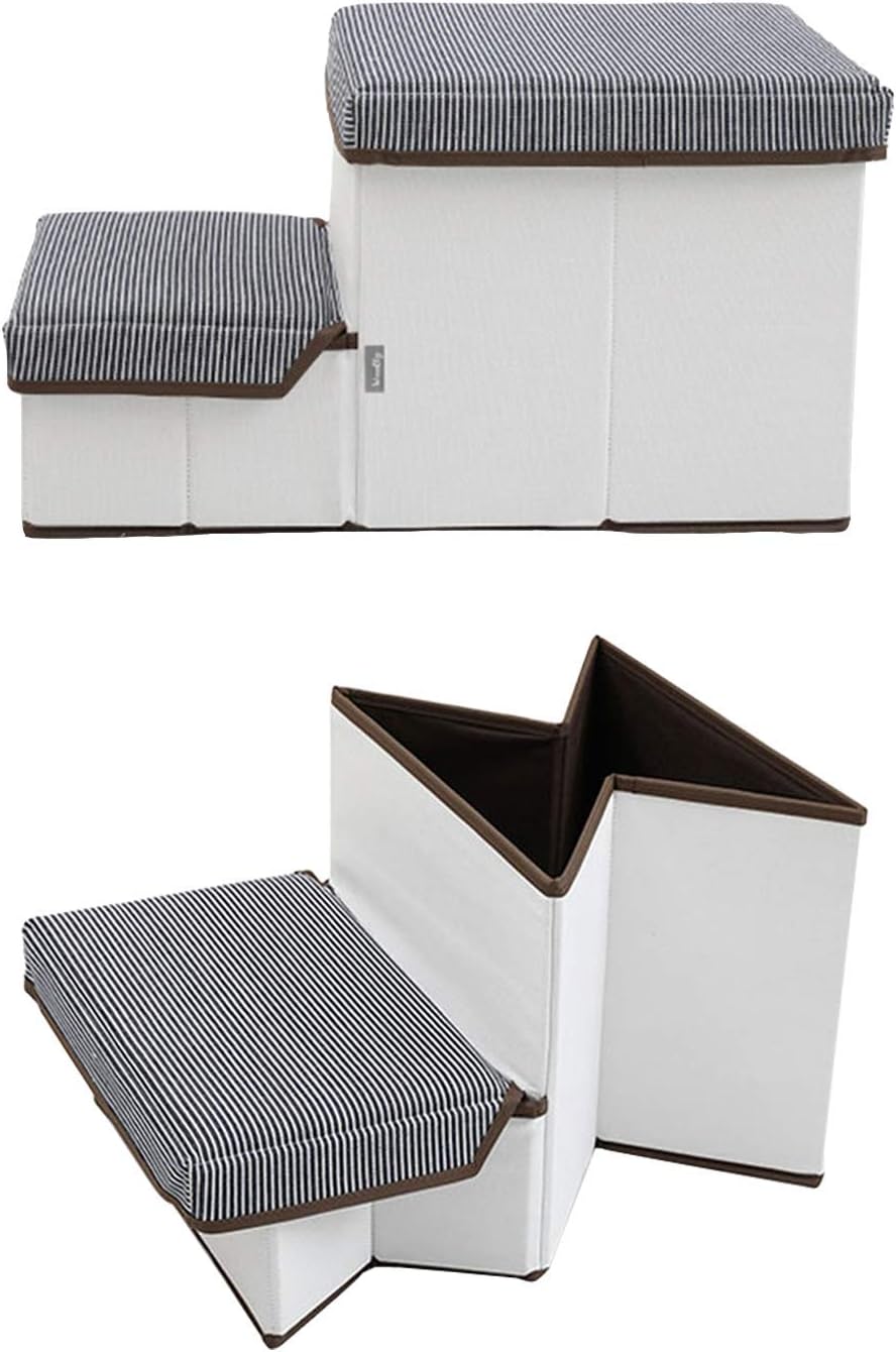JAYBLY Foldable Collapsible Portable Storage Compact Pet Stairs for Bed and Couch-Small Indoor Pet-Friendly Steps Best Easy Travel Step Dogs Cats Modern Outdoor Fabric Decorative Padded Stair Treads