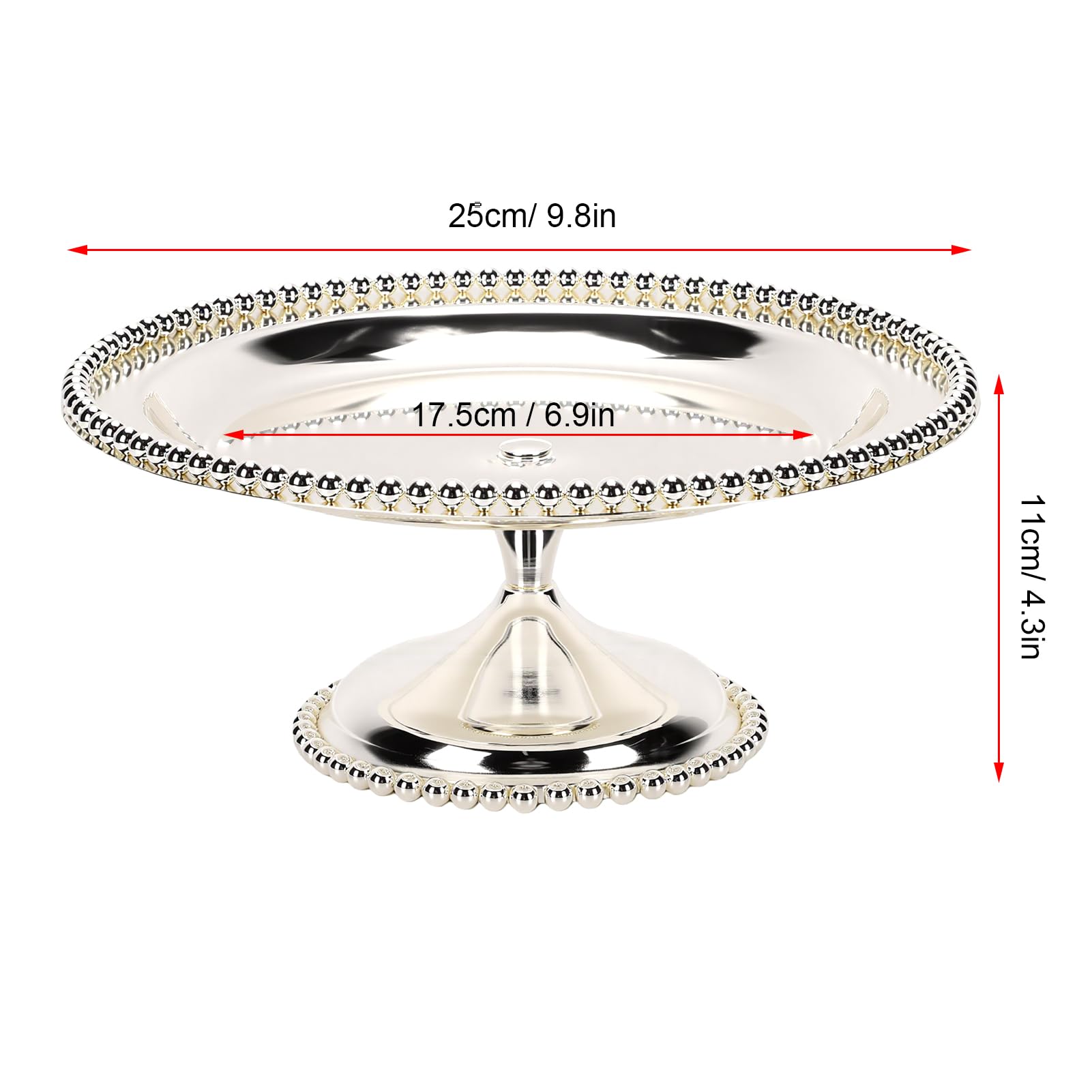 Luocute Bandeja para Servir con Patas de Acero Inoxidable 304, Plato Expositor de Postres con Pedestal para Aperitivos de Frutas y Pasteles, 9,8x4,3 Pulgadas