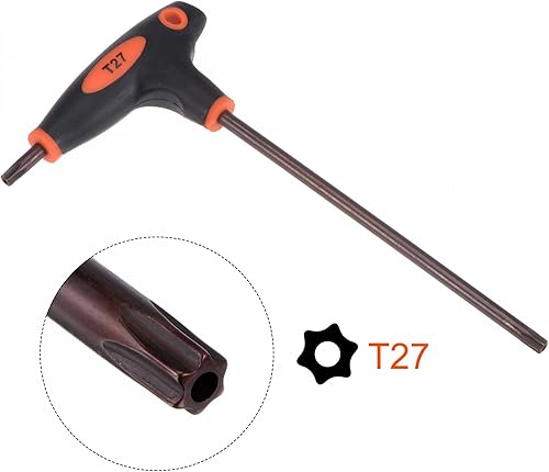 Miniatura 3 de uxcell Llave de doble extremo de la manija en T de la llave Torx a prueba de manipulaciones T27, acero S2
