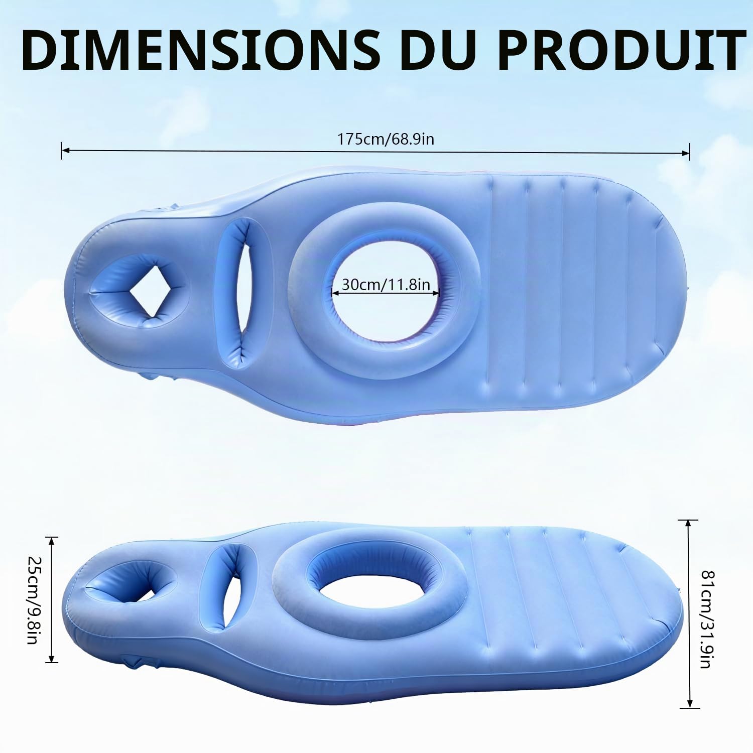 Coussin Gonflable de Grossesse, Tapis de Yoga pour Femmes Enceintes avec Trou pour Le Ventre, Matelas Gonflable Floqué Confortable pour Sommeil et Détente