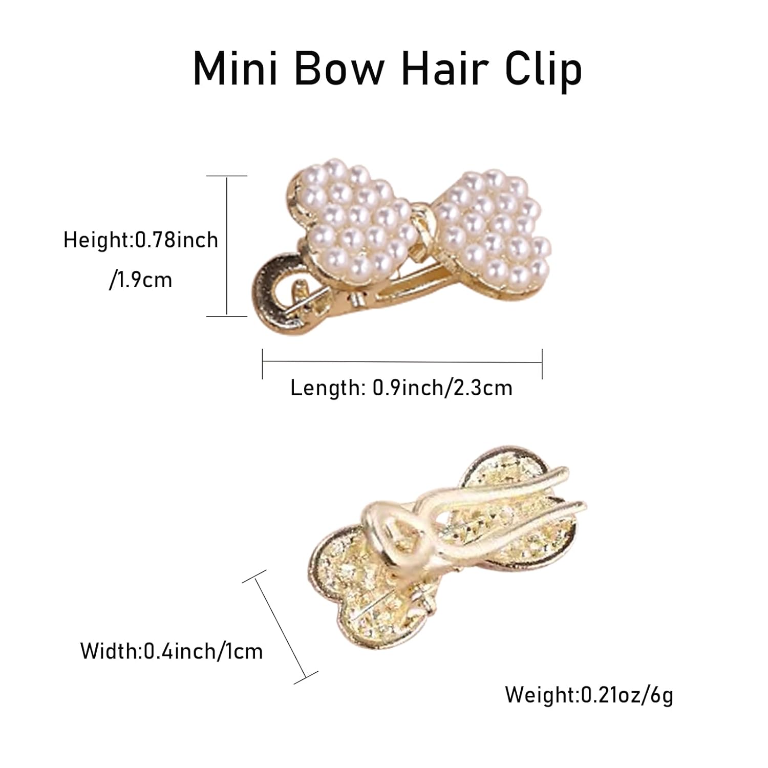 Mini Hair Bows for Women Girls 8Pcs Cute Metal Pearl Bow Duck Bill Hair Clips Small Alligator Clip Chic Hair Barrettes for Styling, Bangs, Sweet & Elegant Hair Accessories (White) - Image 2