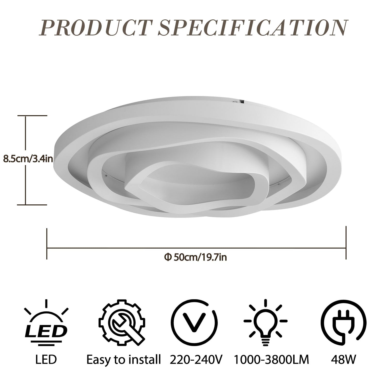 Plafoniera LED Soffitto Moderna Bianca a Forma di Fiore, Lampadario LED Soffitto Ø50cm,Regolabile 3000-6000K con Telecomando,Plafoniera Soffitto per Camera da Letto,Soggiorno,Sala da Pranzo