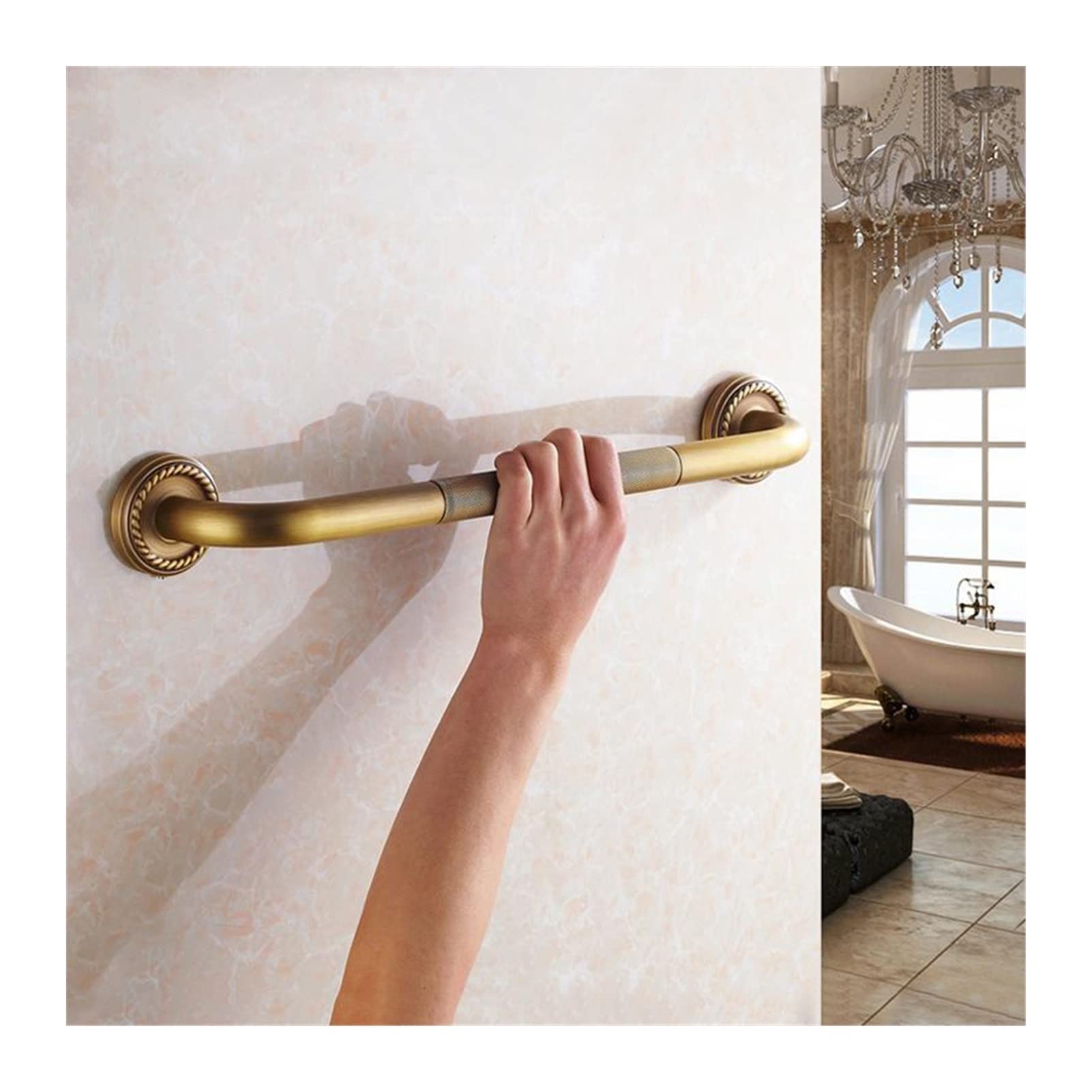 Wdsopk 1 Housewares Antique Brass Handrail Bathtub Handrail Handle Toilet Elderly Handrails Household Safety Wall-Mounted 50Cm Grab Rail