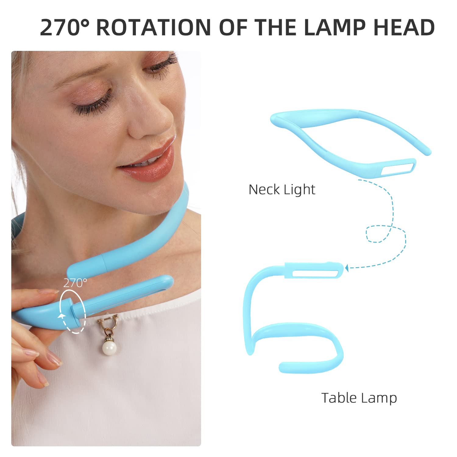 LED Neck Reading Light,Book Light for Reading in Bed,Adjustable Brightness Desk Lamp,3 Color Reading Light,Light with Bendable Arms,Suitable for Repairing,Night Running,Walking,Knitting,Camping(1 PCS)