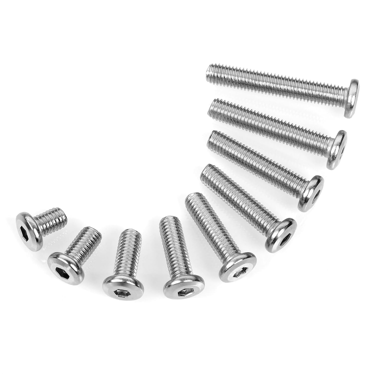 Lot de 20 vis à tête plate M8 x 60 mm avec six pans creux en acier inoxydable A2 V2A, filetage complet avec clé à six pans creux