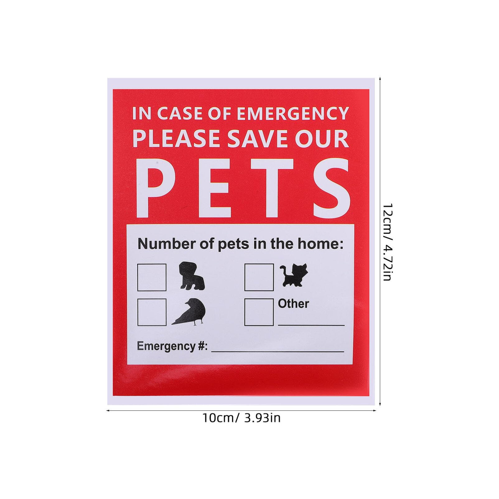 Tofficu 10 Sheets Emergency Alert Pet Finder Stickers Static Cling Window Decals Pets Inside Fire Rescue Stickers Save Our Pets Rescue Decal for Window and Door Application Weatherproof - Image 4