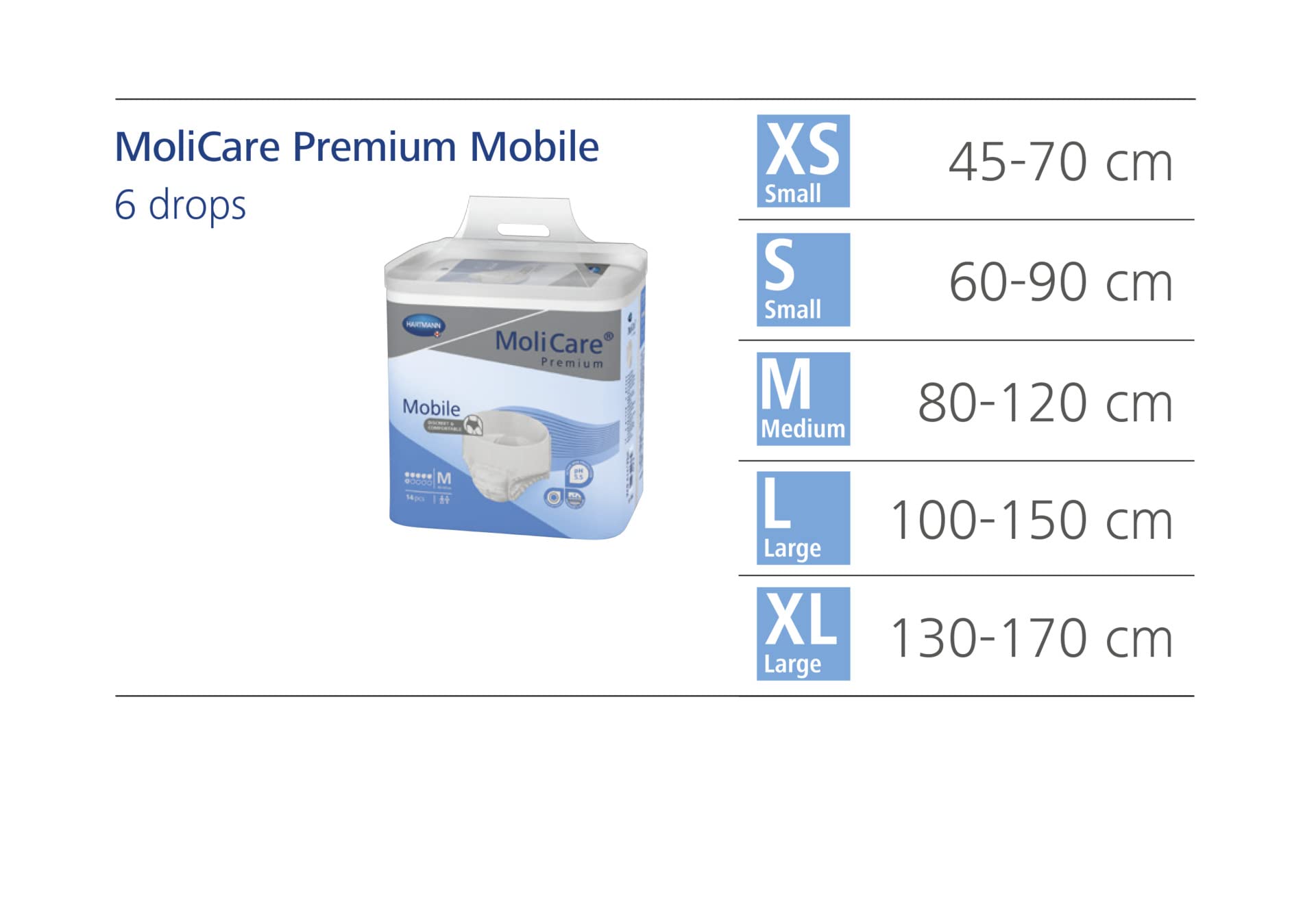MoliCare Lot de 56 sous-vêtements jetables mobiles de qualité supérieure pour femme et homme souffrant d'incontinence 6 gouttes Taille XL