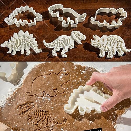 IXI Dinosaur Fossil Cookie Making Molds / Stamps - Set of 3-pieces PVC Cream Chocolate Decoration Molds - DIY Baking Mould for Fondant Cake / Biscuit / Play Doh Arts