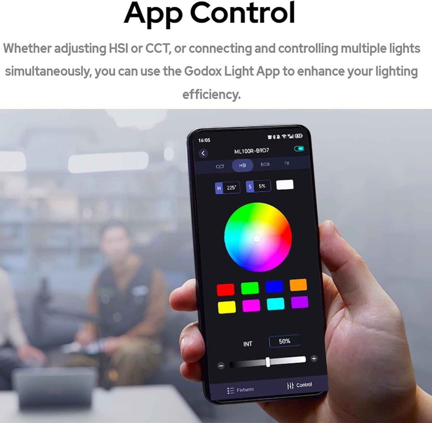GODOX ML100R ML100 R Luz Vídeo LED RGB a Todo Color,Control por Bluetooth,CCT 1800K-10000K,CRI/TLCI 95,14 FX,Potencia de Entrada 110W,Diseño Compacto & Ligero para Cine Profesional,Vlogging,Fotografía