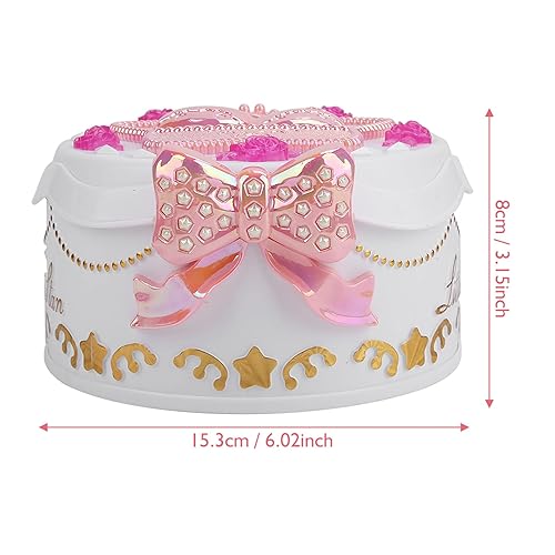 Miniatura 6 de Caja musical de música, caja de almacenamiento de joyas para bailarina, juego de joyas giratorio para niños y niñas (blanco)