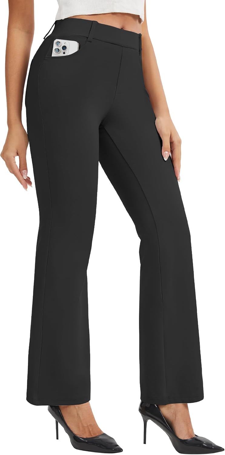 AVAMO Stretchy Work Pants Slacks for Women Pull On Dress Pants High Waisted Business Casual Office with Pockets